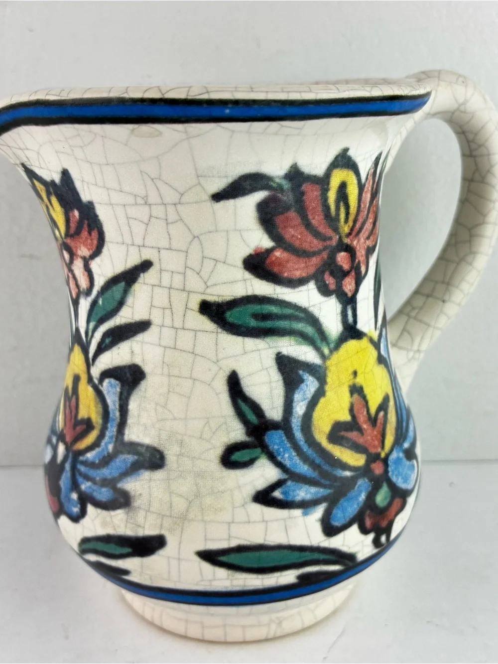Pottery Barn Iznik Crackle Glaze Stoneware Small Pitcher